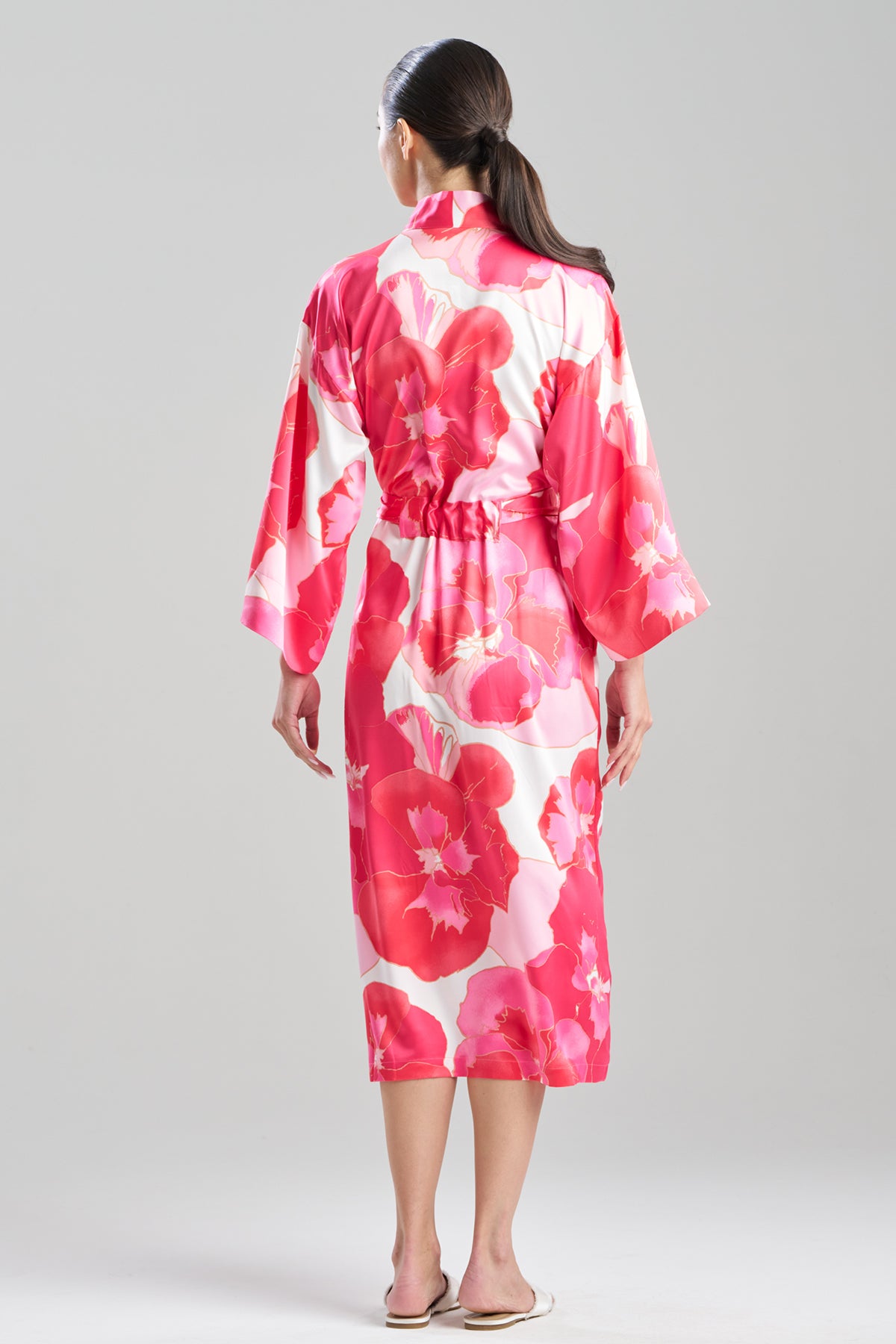 Floria Printed Satin Robe Pink