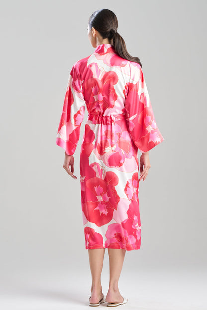 Floria Printed Satin Robe Pink