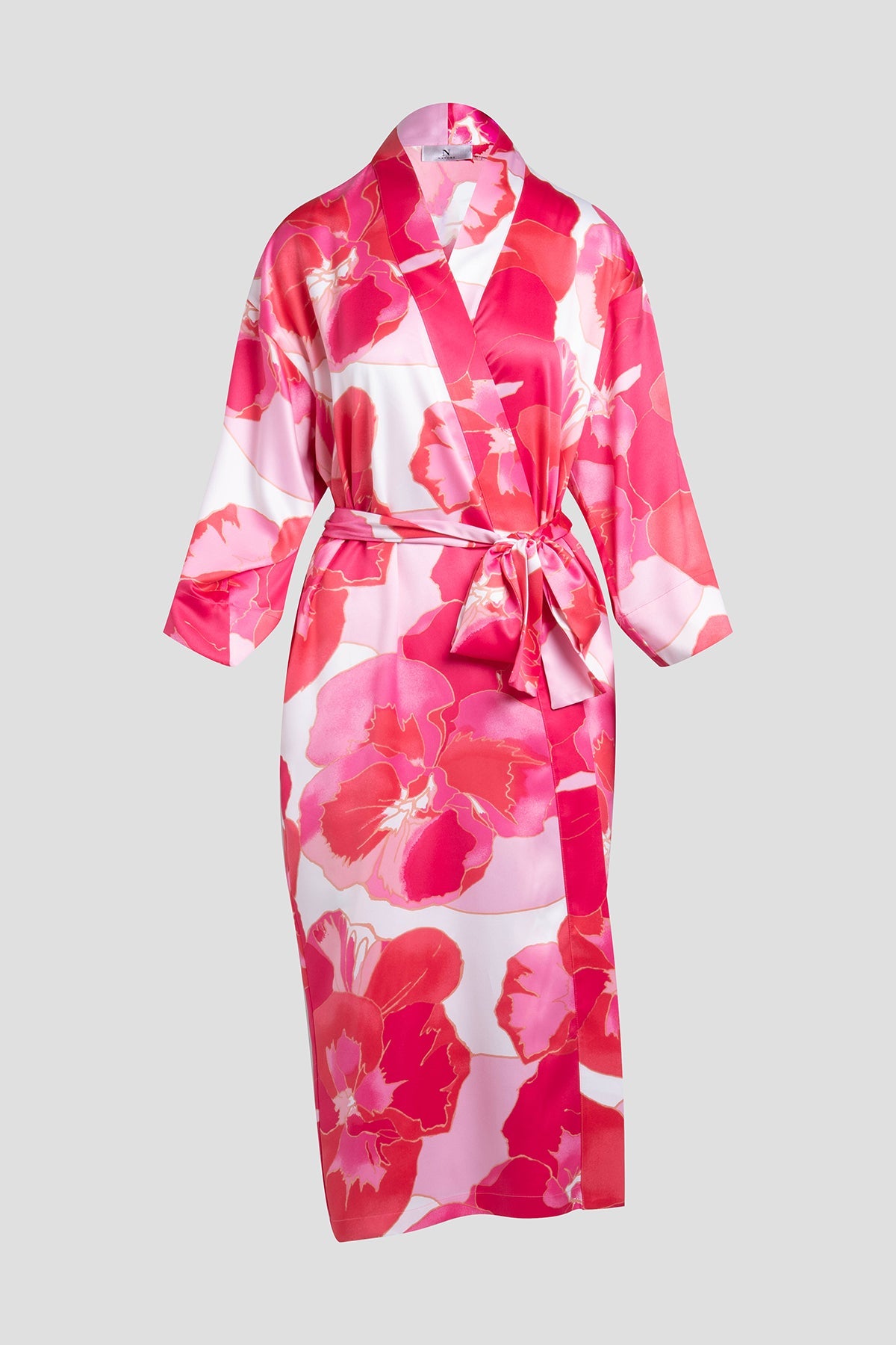 Floria Printed Satin Robe Pink