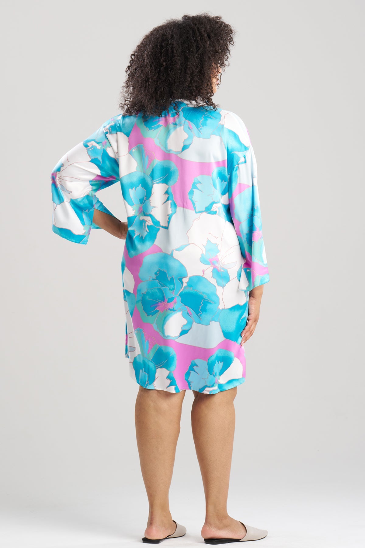 Floria Printed Satin Sleepshirt Blue