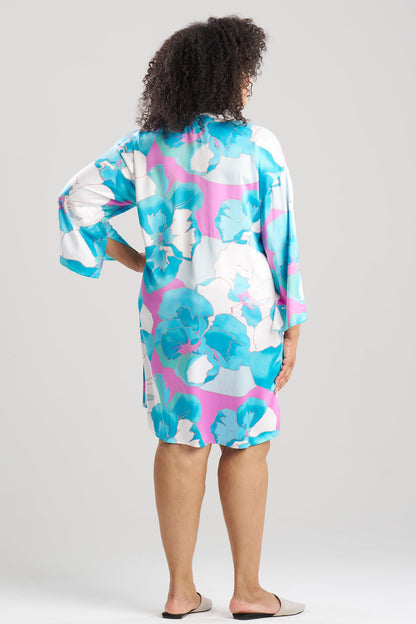 Floria Printed Satin Sleepshirt Blue
