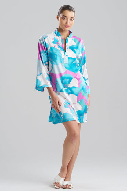 Floria Printed Satin Sleepshirt Blue