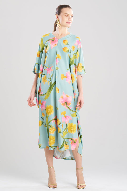 Solene Matte Charmeuse Zip Caftan Multi