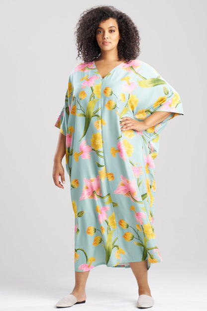 Solene Matte Charmeuse Zip Caftan Multi