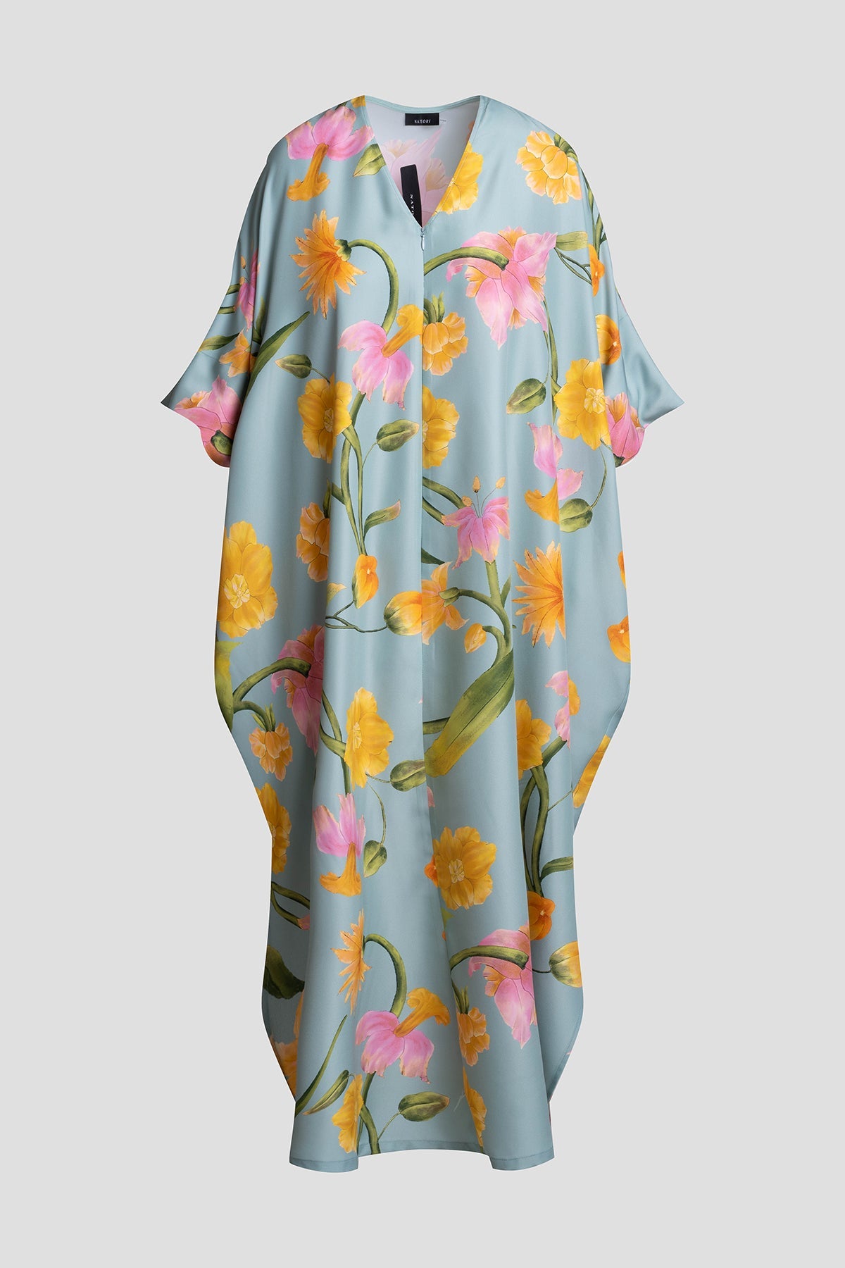 Solene Matte Charmeuse Zip Caftan Multi