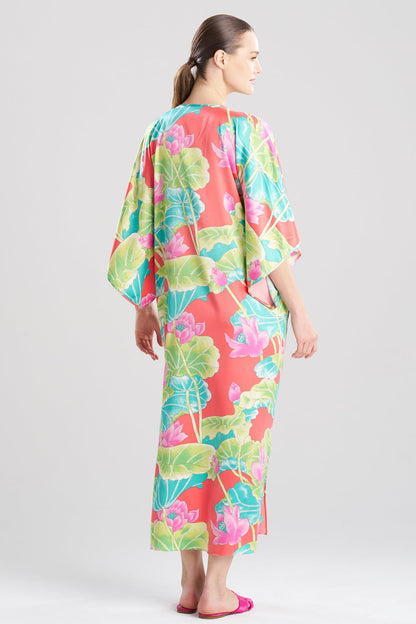 Ascendant Lotus Printed Satin Caftan Pink Multi