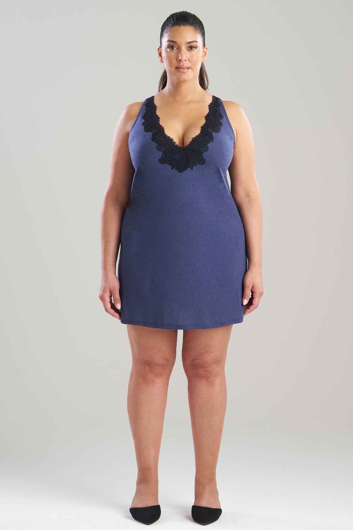 Luxe Shangri-La TENCEL™ V-Neck Chemise Heather Night Blue