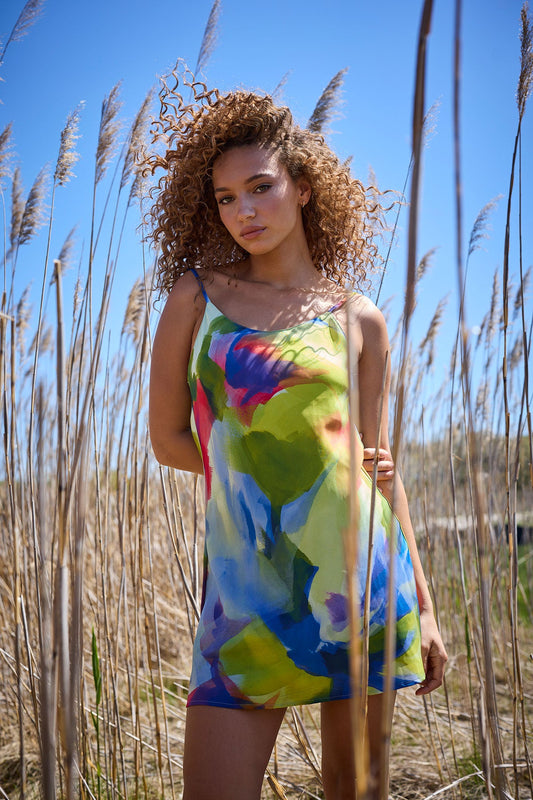 Kumo Printed Stretch Satin Chemise Kumo Multi