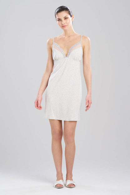Buy Feathers Essentials Lenzing™ Ecovero™ Viscose Lace Applique Chemise in Heather Pebblestone Online Light Heather Grey