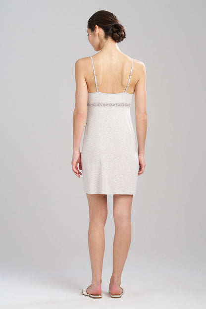 Buy Feathers Essentials Lenzing™ Ecovero™ Viscose Lace Applique Chemise in Heather Pebblestone Online Light Heather Grey