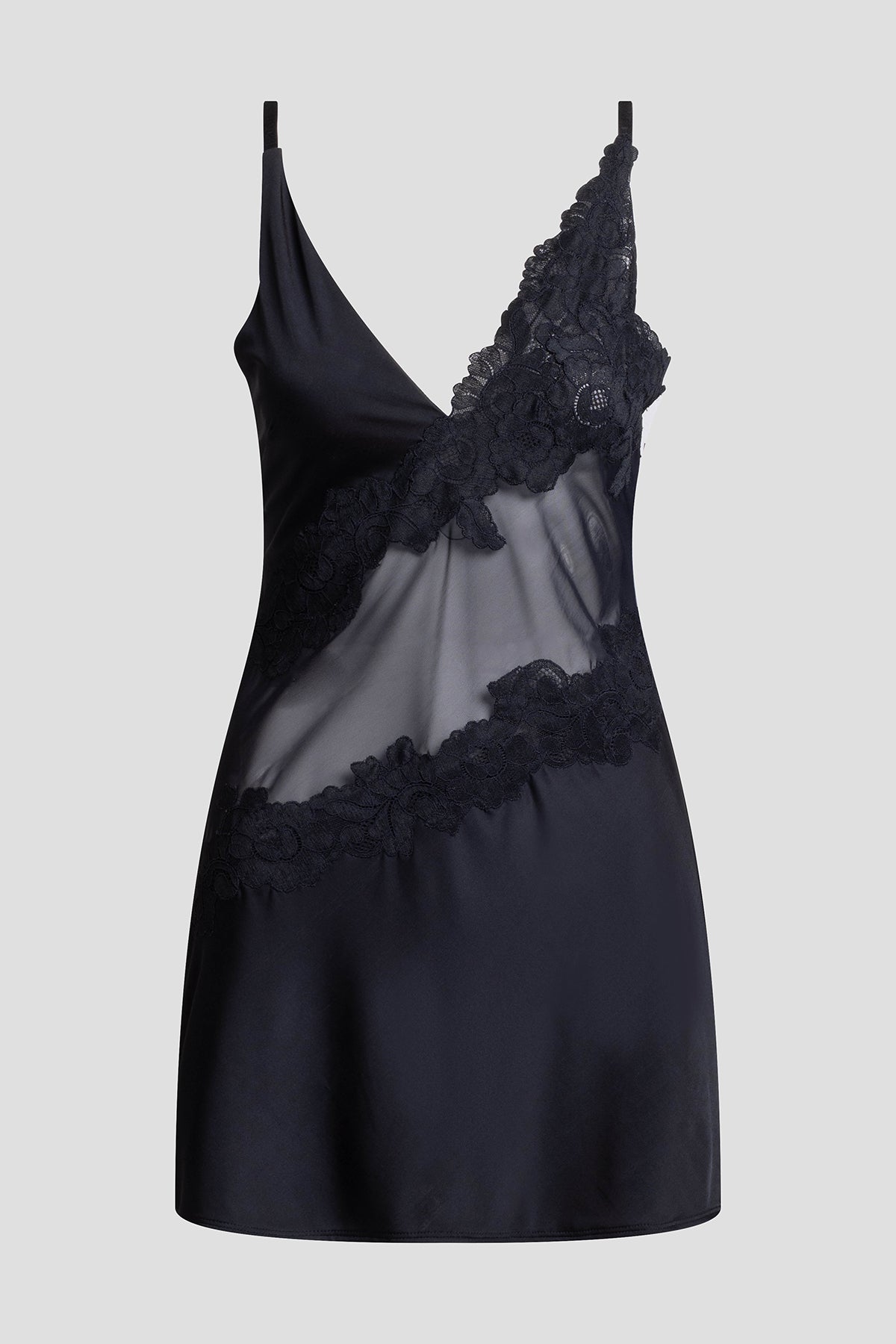 Gisele Mesh Applique Chemise Black
