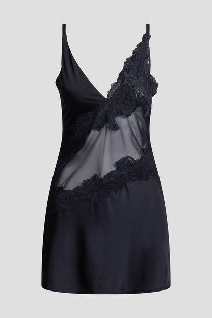 Gisele Mesh Applique Chemise Black