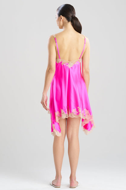 Lolita Lace V-Neck Silk Chemise Fiesta Pink/Nude