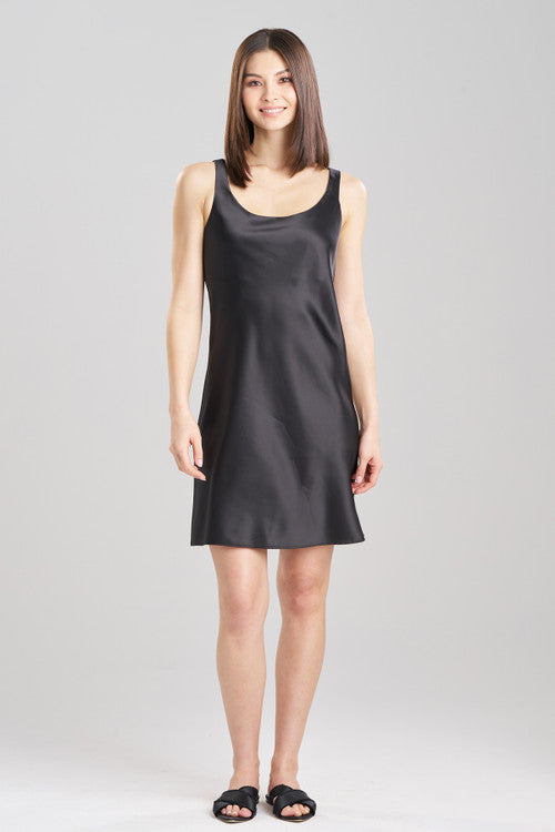 Buy Glamour Slit Chemise in Black Online Black