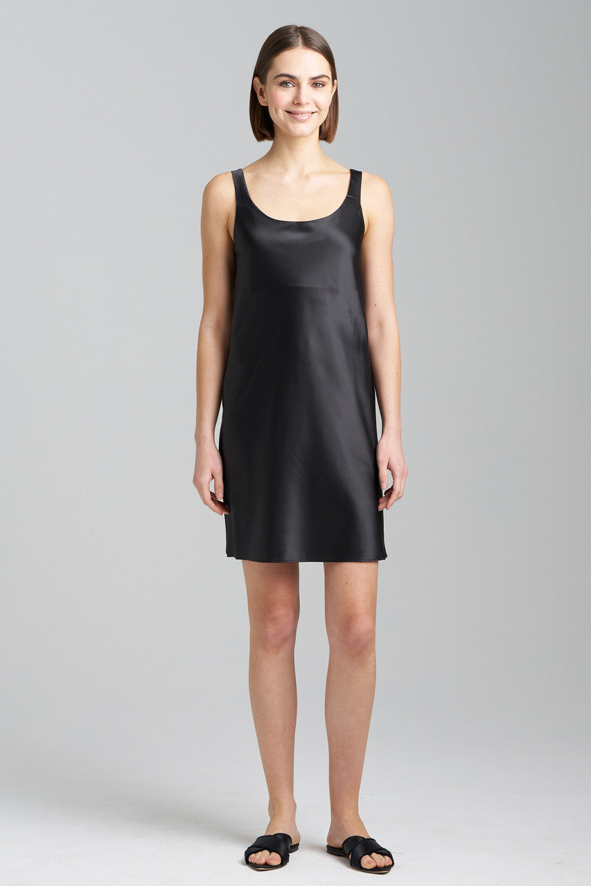 Buy Glamour Slit Chemise in Black Online Black
