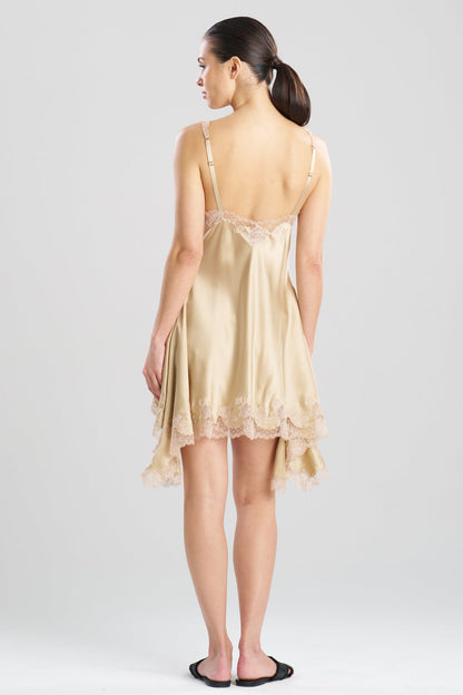 Lolita Lace V-Neck Silk Chemise Frappe/Nude