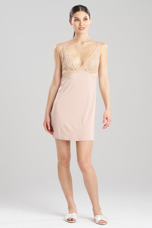 Buy Feathers Essentials Lenzing™ Ecovero™ Viscose Lace Chemise in Café Online Café