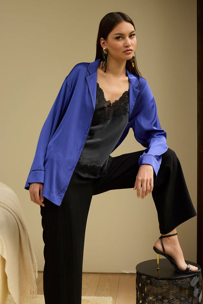 Satin Essentials Wide Leg Pants Black
