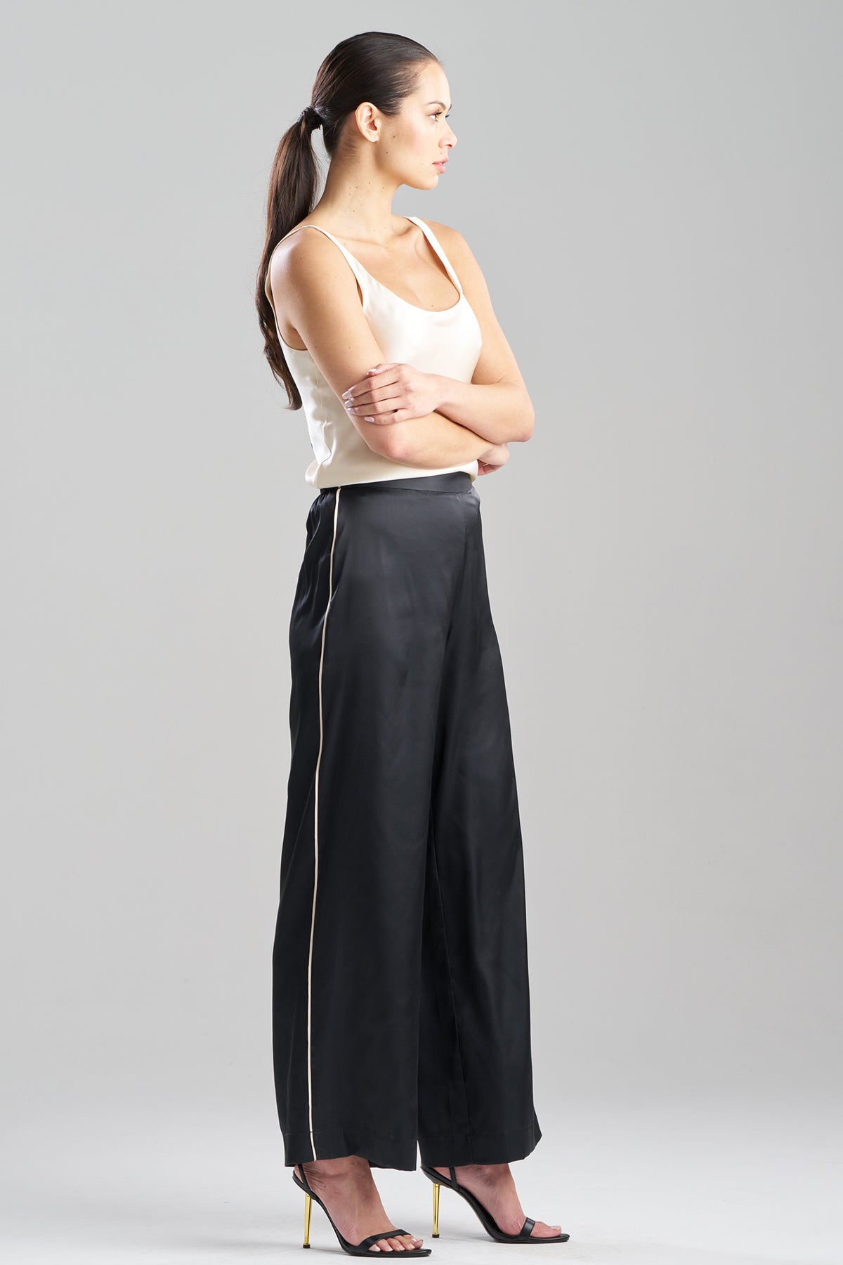 Satin Essentials Wide Leg Pants Black