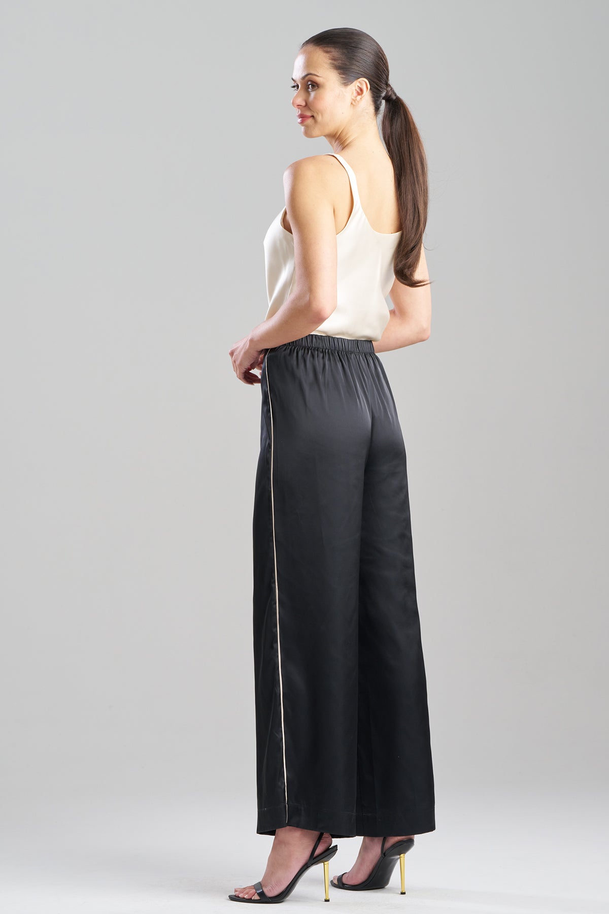Satin Essentials Wide Leg Pants Black