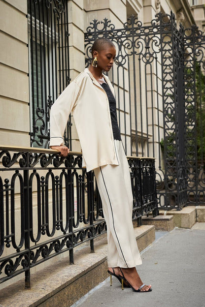 Satin Essentials Wide Leg Pants Wheat
