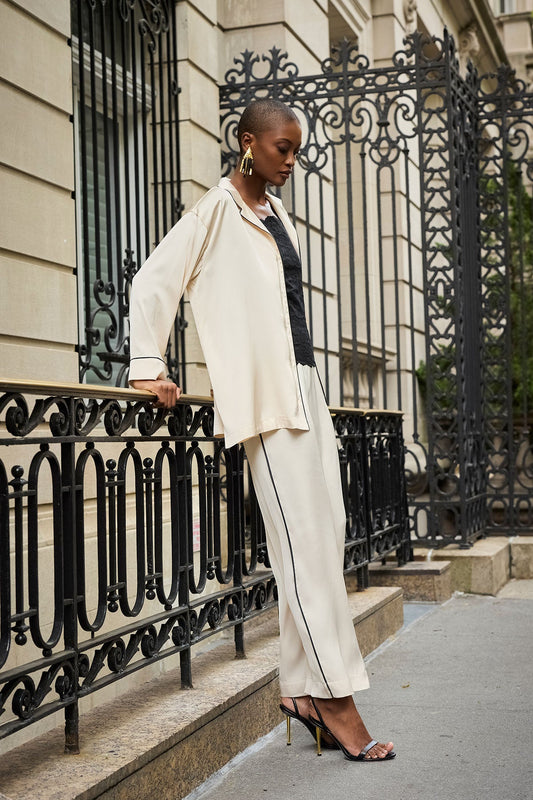 Satin Essentials Wide Leg Pants Wheat
