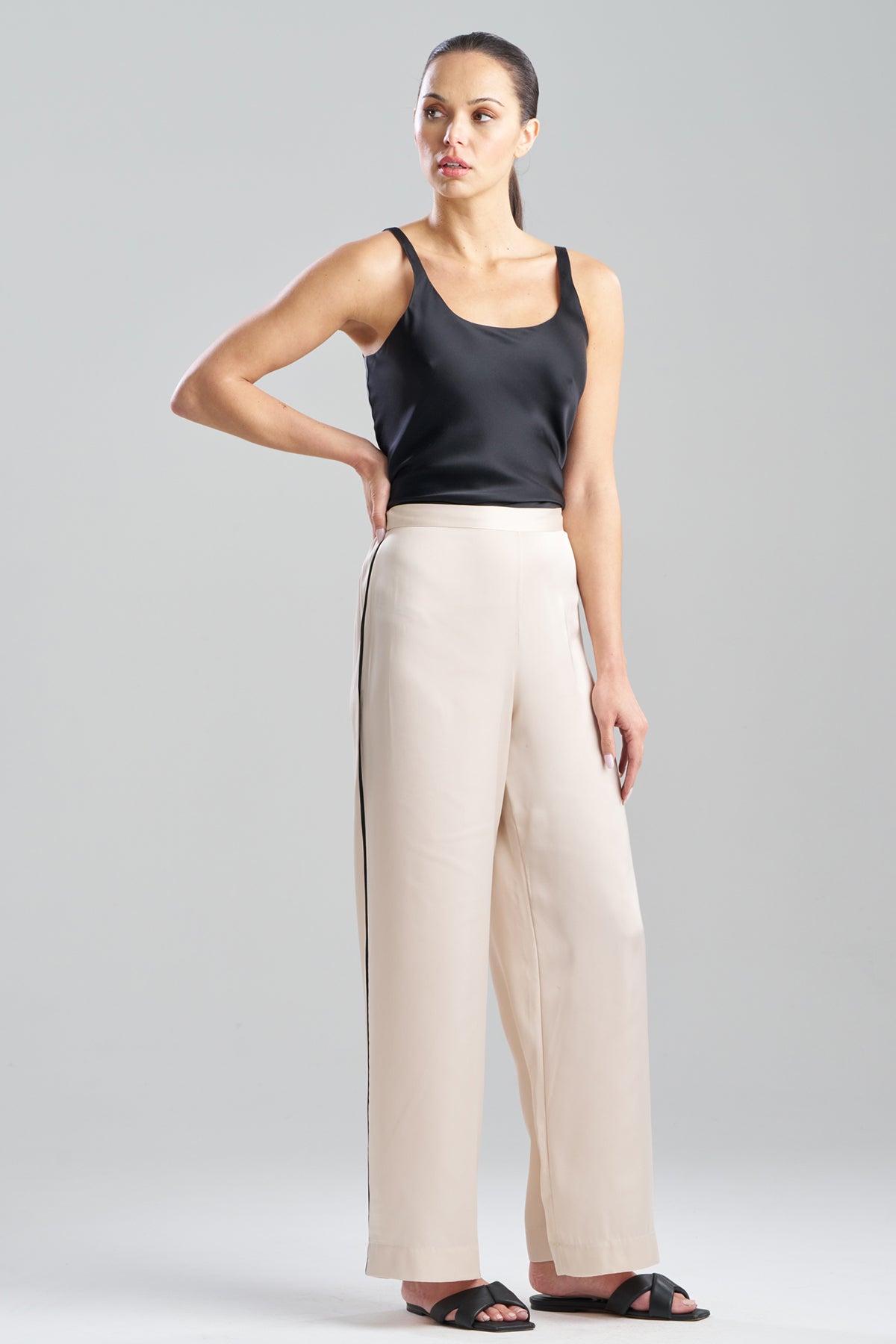 Satin Essentials Wide Leg Pants Wheat