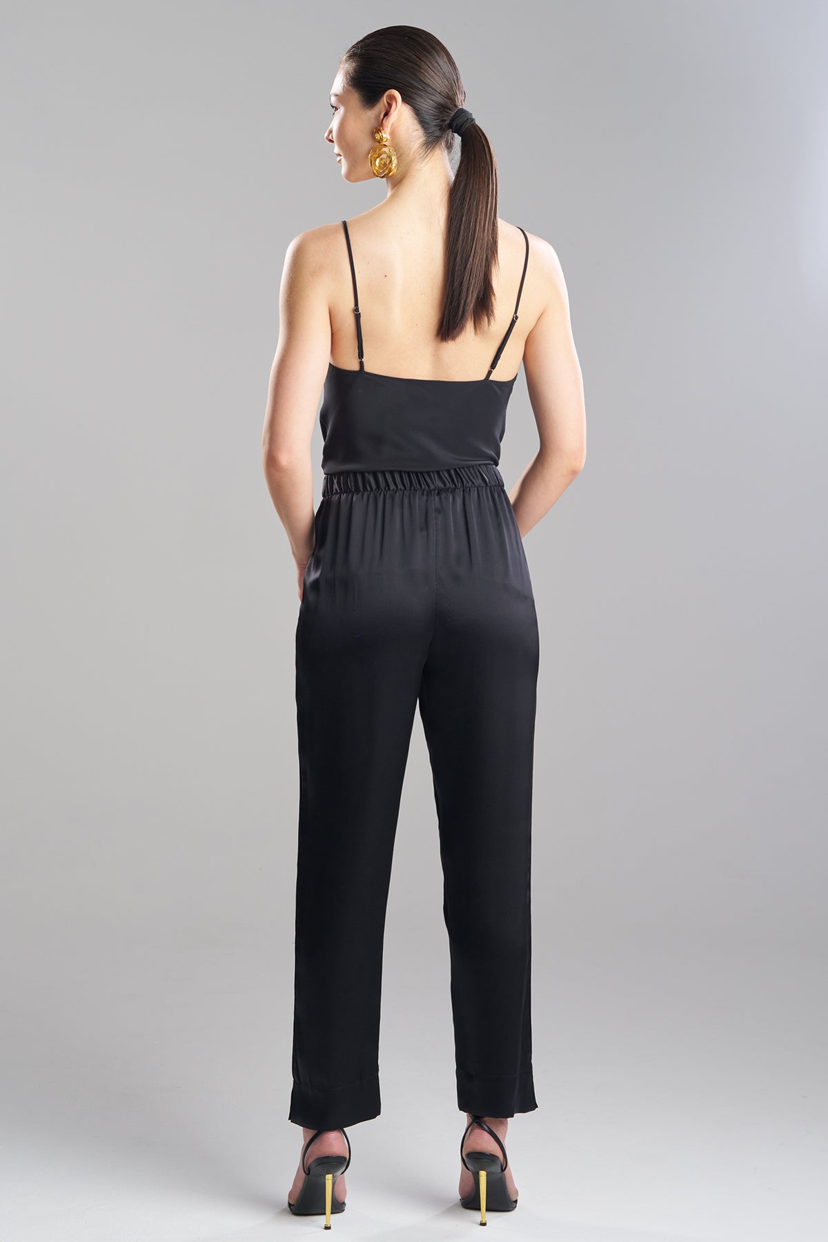 Buy Key Essentials Silk Straight Leg Pants in Black Online Black