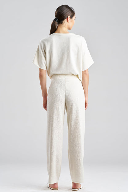 Quilted Geo Knit Jacquard Straight Leg Pants White Opal