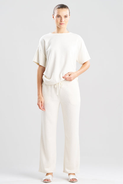 Quilted Geo Knit Jacquard Straight Leg Pants White Opal