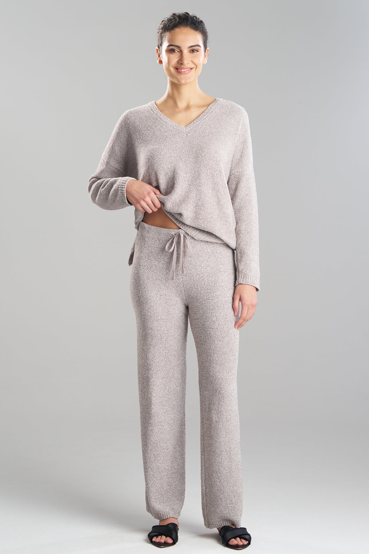Buy Aura Heather Chenille Straight Leg Pants in Truffle Online Truffle