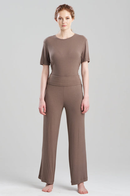 Skye Rib Ease Pants Dark Taupe