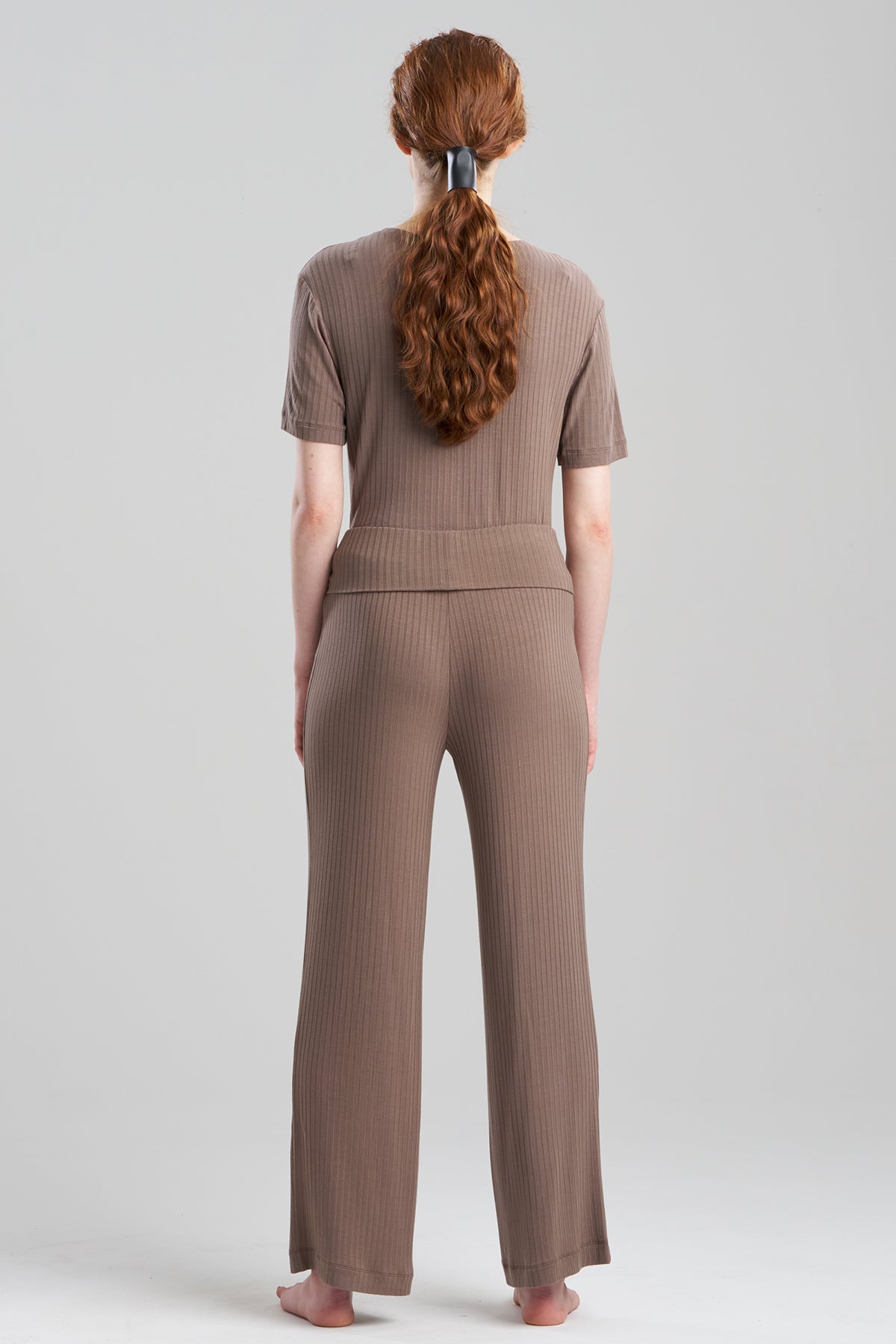 Skye Rib Ease Pants Dark Taupe