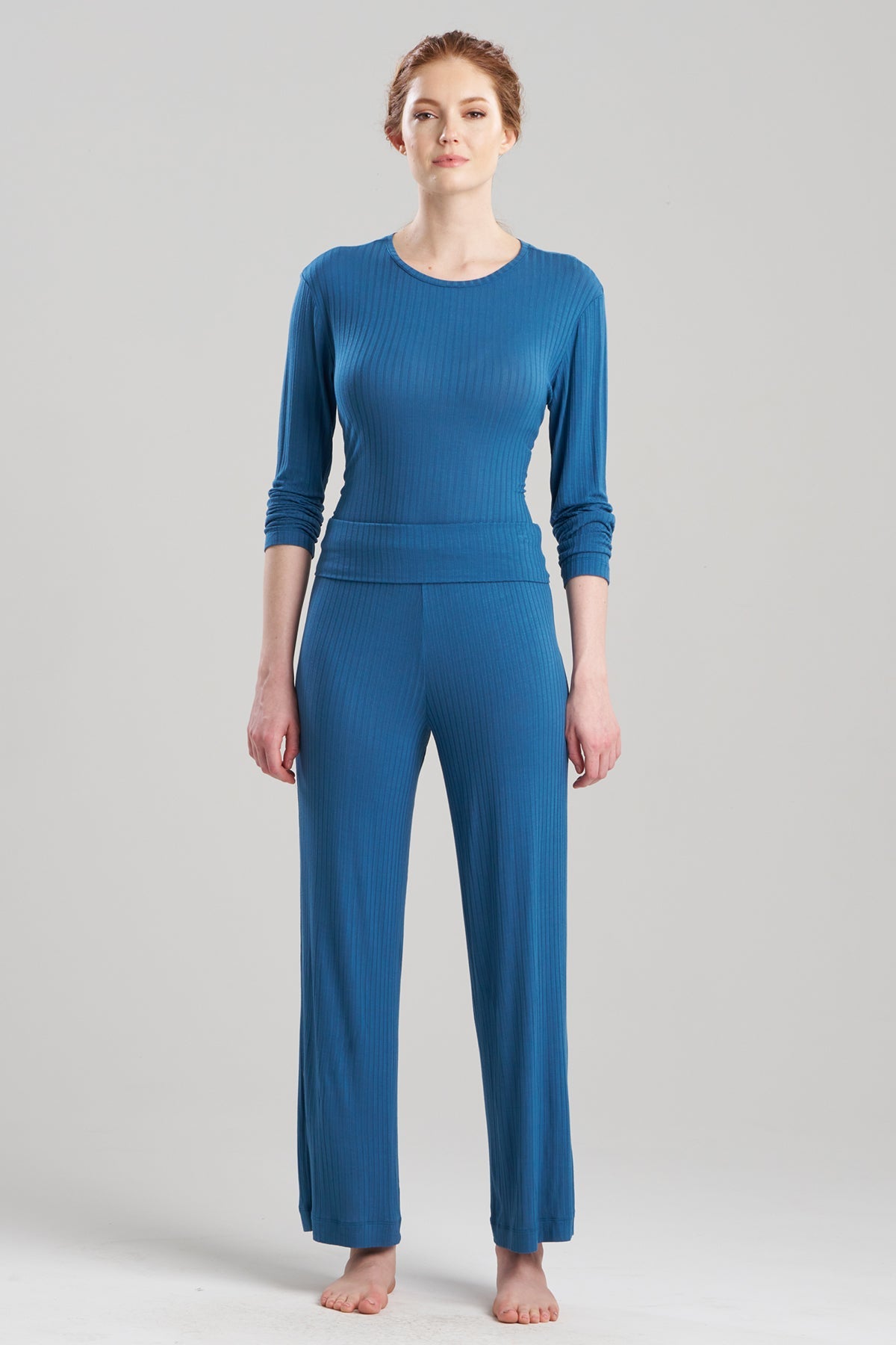 Skye Rib Ease Pants Midnight Teal