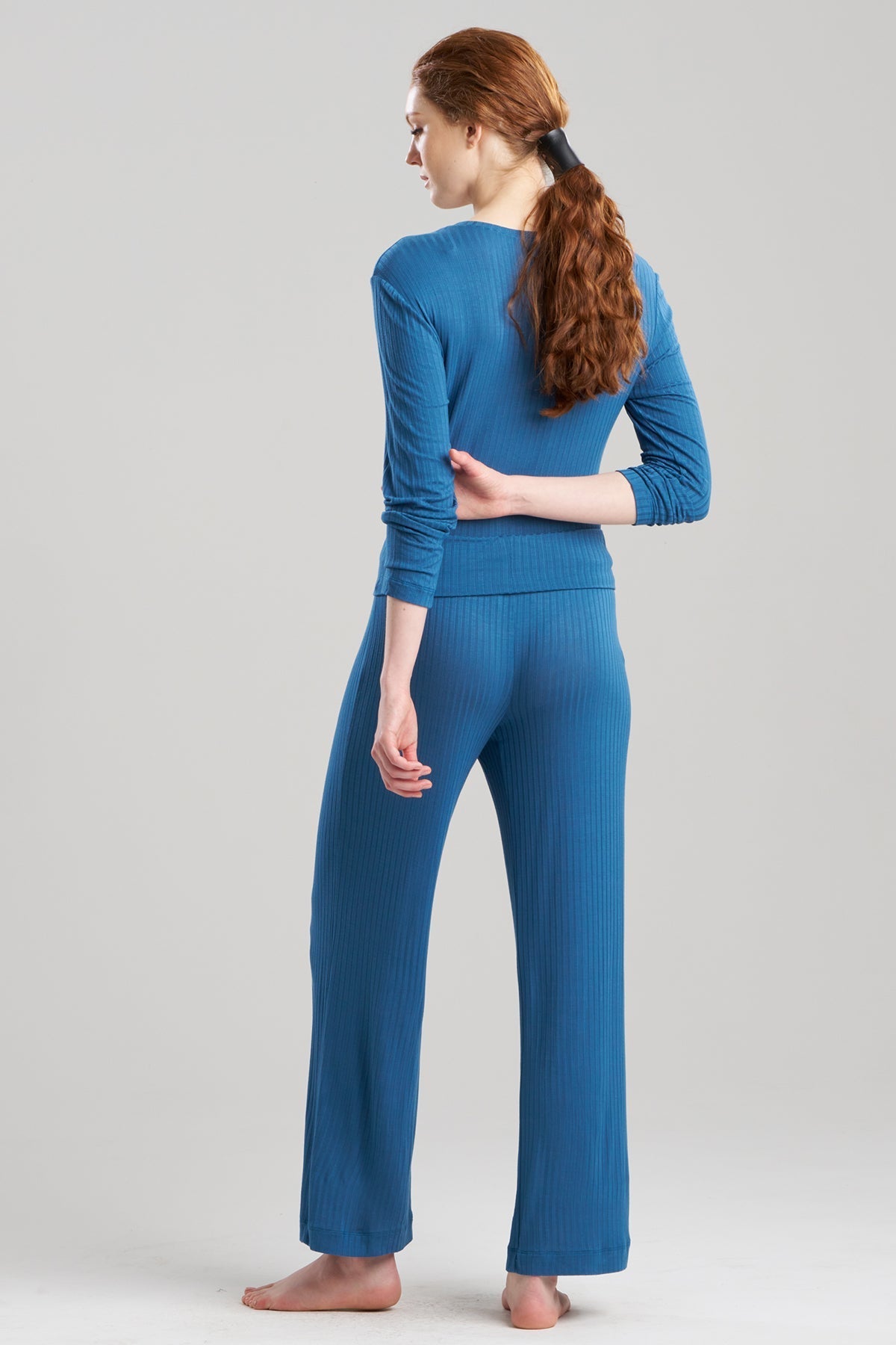 Skye Rib Ease Pants Midnight Teal