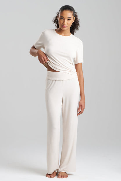 Skye Rib Ease Pants Ecru