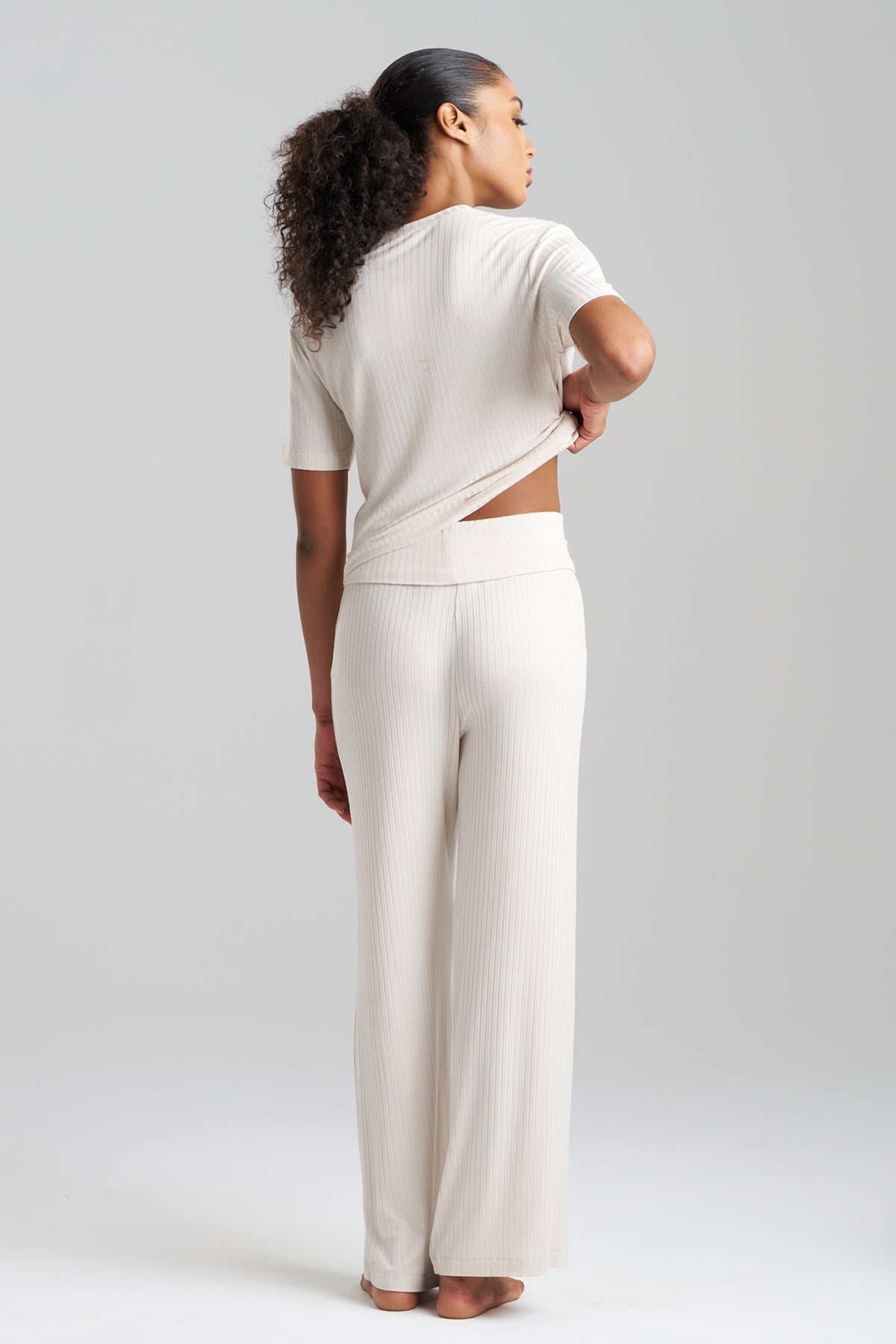 Skye Rib Ease Pants Ecru