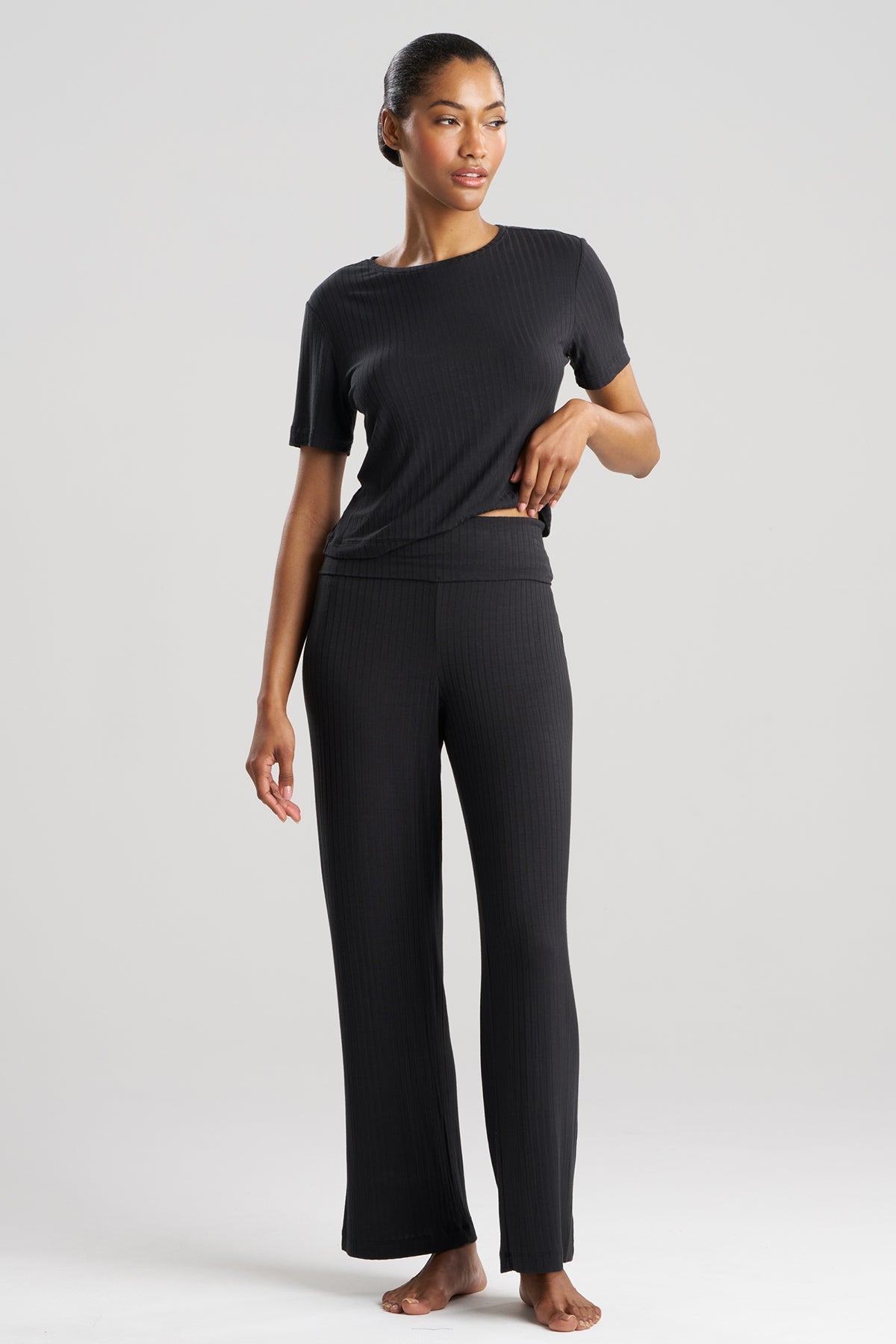 Skye Rib Ease Pants Black