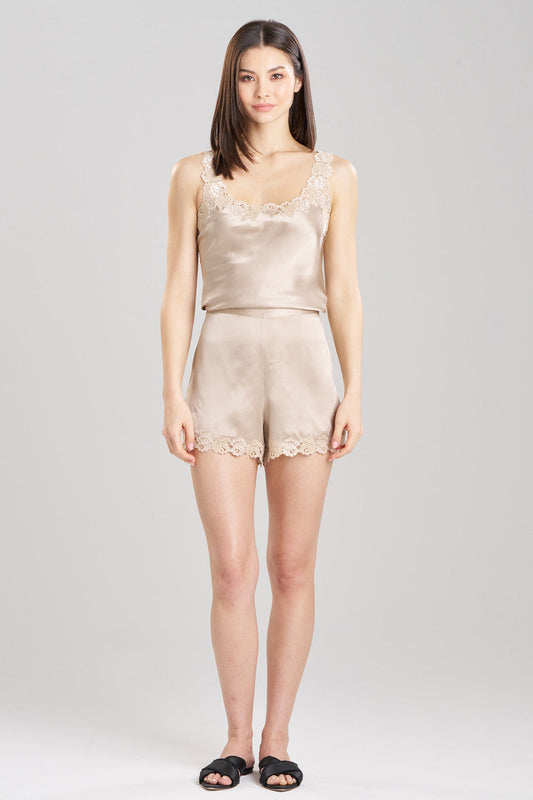 Buy Rose Parfait Lace Trim Silk Shorts in Parchment Online Parchment