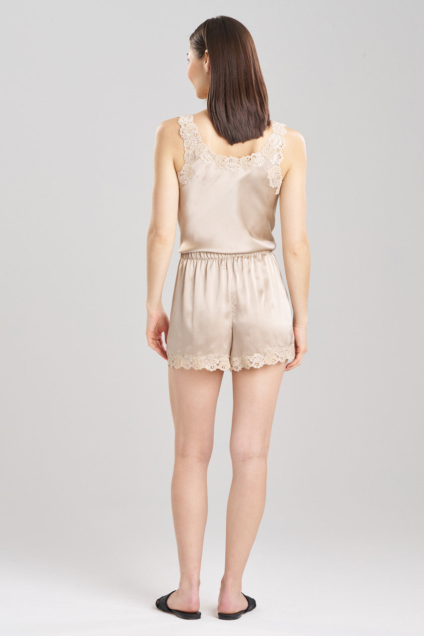 Buy Rose Parfait Lace Trim Silk Shorts in Parchment Online Parchment