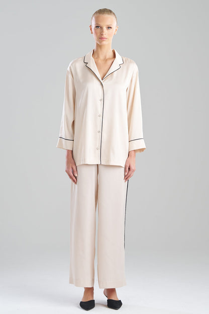Satin Essentials Oversized Notch Shirt Wheat