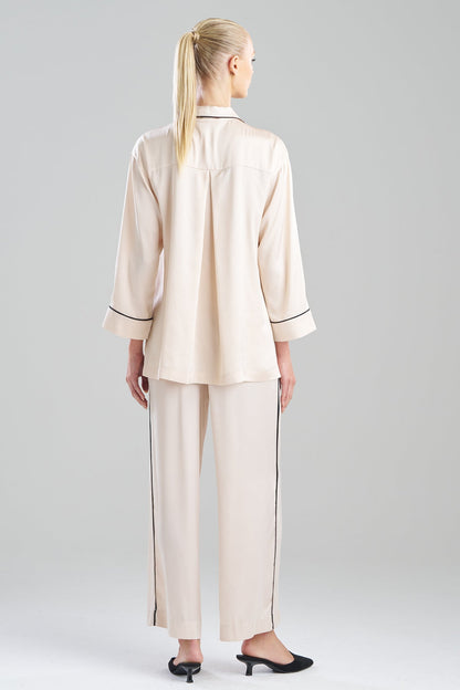 Satin Essentials Oversized Notch Shirt Wheat