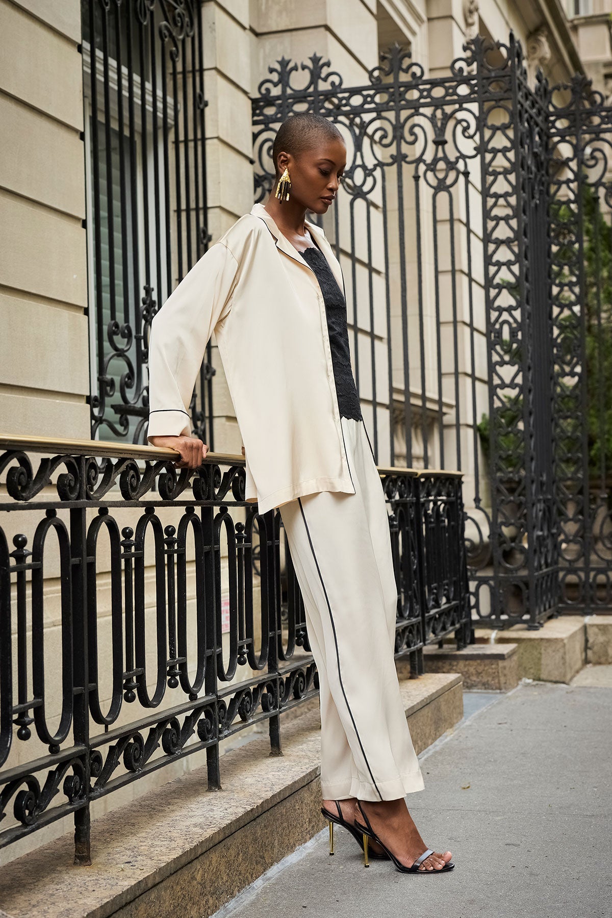 Satin Essentials Oversized Notch Shirt Wheat