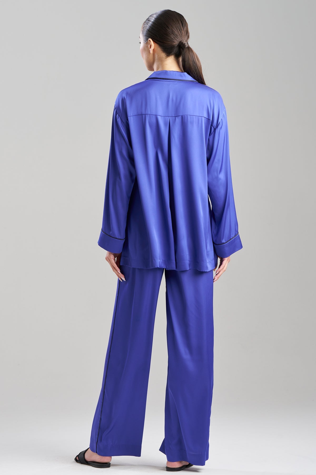 Satin Essentials Oversized Notch Shirt Blueberry