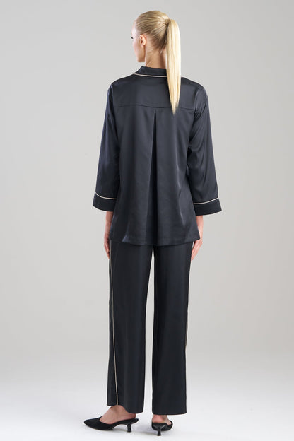 Satin Essentials Oversized Notch Shirt Black