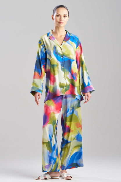 Kumo Printed Stretch Satin Oversized Notch Shirt Kumo Multi