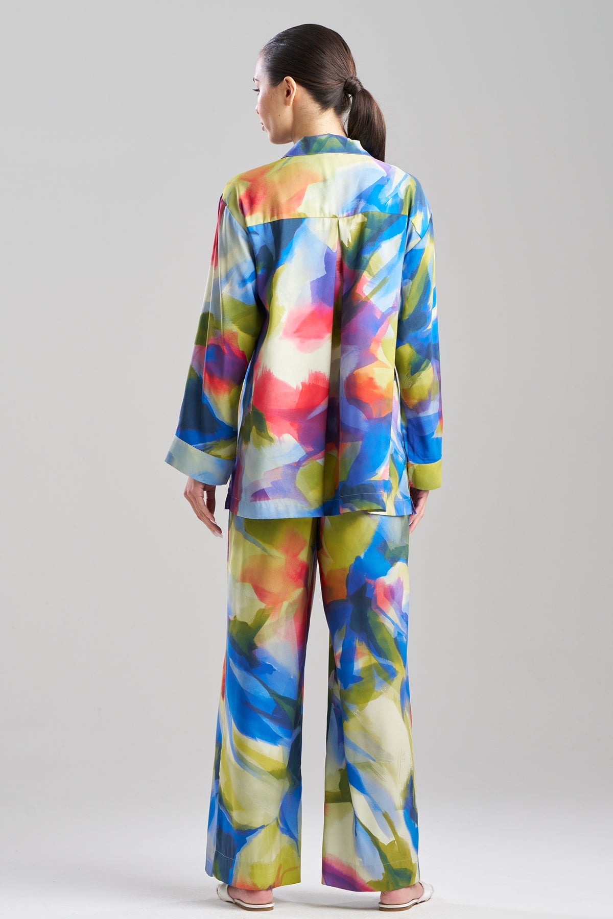 Kumo Printed Stretch Satin Oversized Notch Shirt Kumo Multi