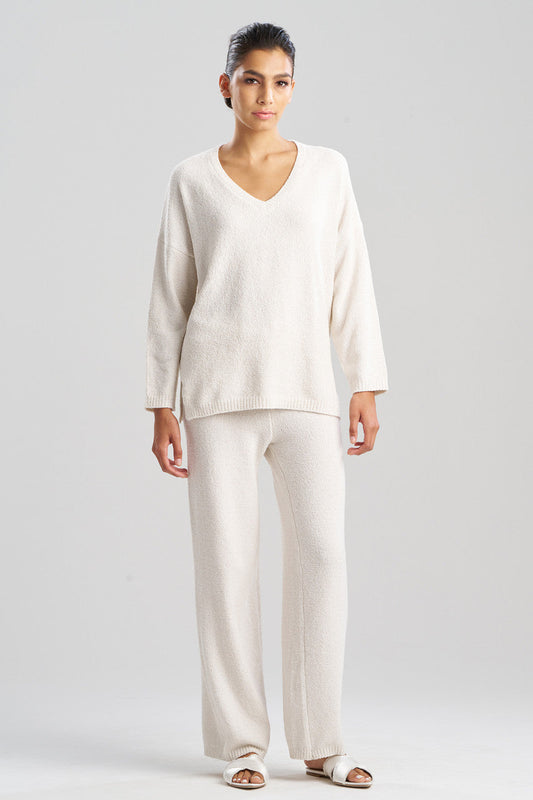 Buy Aura Heather Chenille V-Neck Top in Heather White Opal Online Heather White Opal