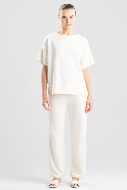 Quilted Geo Knit Jacquard Short Sleeve Top White Opal