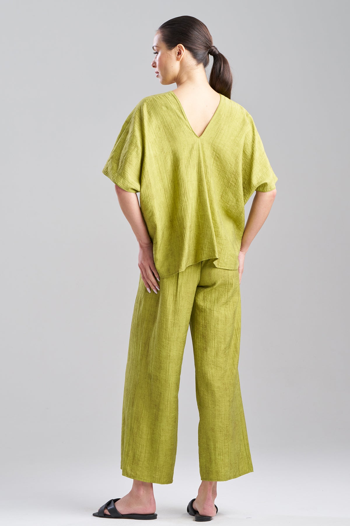 Terra Foil Crinkle Caftan Shirt Olive